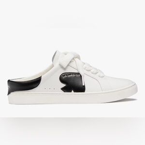 New Kate Spade White and Black Charli Smooth Leather Mule Sneakers Size 11